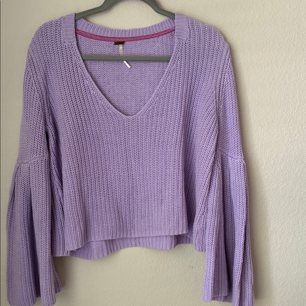 Free People Lilac V-Neck Sweater - Picture 2 of 4